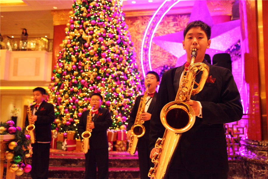 Beijing baignée dans l'ambiance de noël