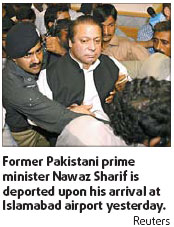 Sharif deported soon after return