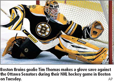 Bruins hand Senators 2nd straight shutout loss