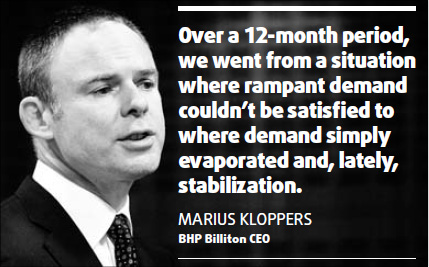 BHP cautions on outlook as metal prices decline