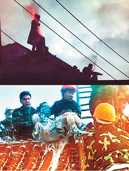 Fiery rooftop suicide leads to suspension of senior official