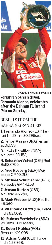 Alonso wins Bahrain Grand Prix