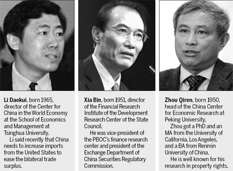Three scholars to advise central bank