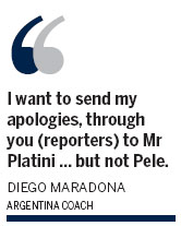 Maradona apologizes to Platini but not foe Pele