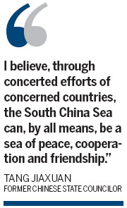 Peace should be upheld in South China Sea: Tang