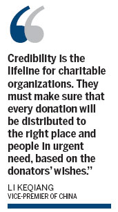 Li urges all to back charities