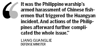 Liang calls on Manila to show restraint