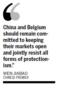 Wen calls on Belgium to resist protectionism