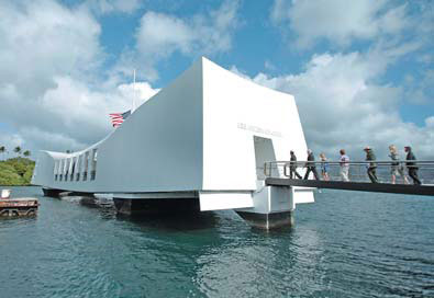 Crowds gather at Pearl Harbor