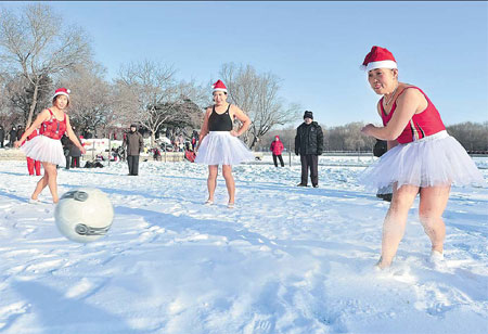 Snow brings smiles to the chilly north