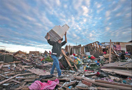 Freezer saves woman from tornado