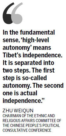 Dalai Lama accused of seeking 'Tibet independence'