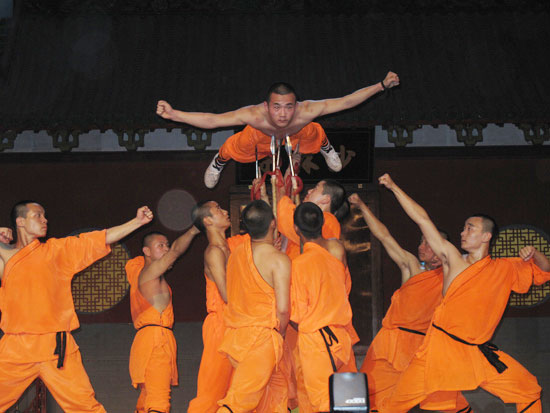 Martial arts show staged at Shaolin Epo Wushu College
