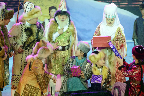 Actors perform Snowland Families in Xinjiang