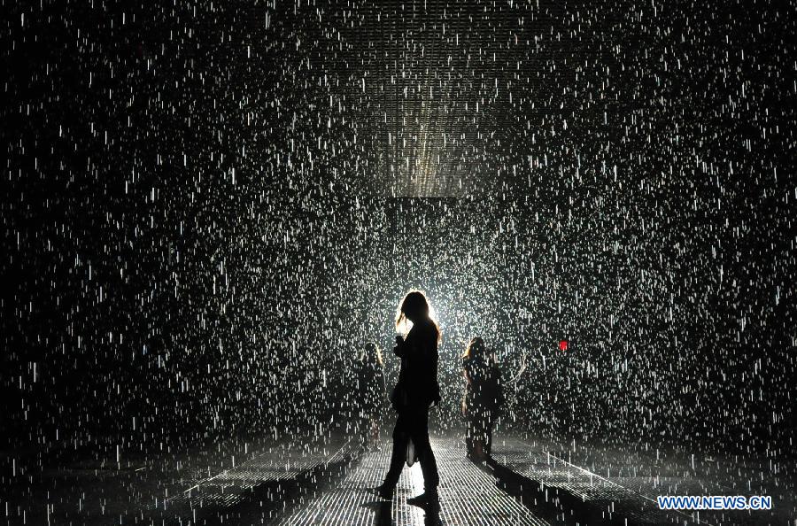 People experience 'Rain Room' art installation in New York