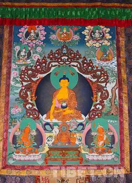 A glimpse of Thangka paintings on display in Lhasa