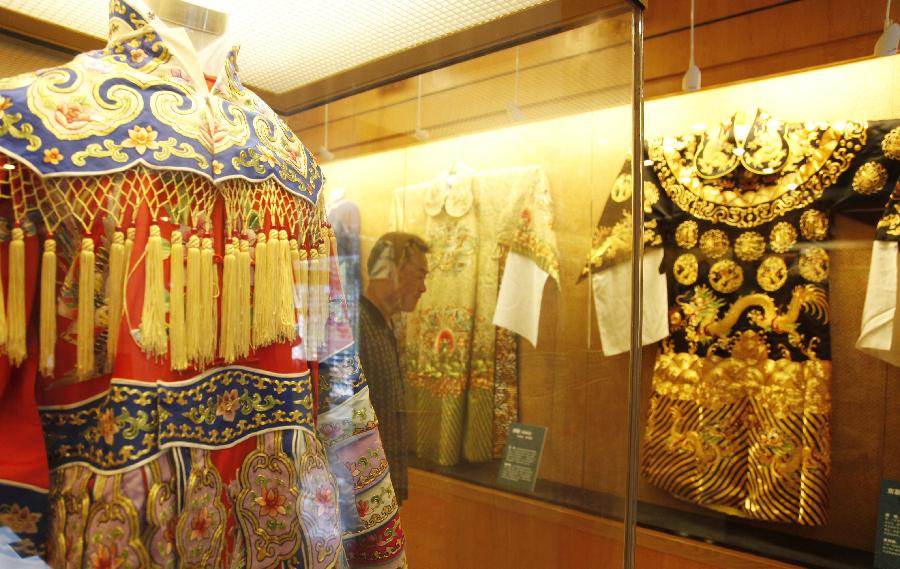 Costumes worn in opera performance on exhibition