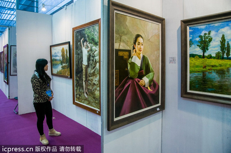 Paintings depict life in the DPRK