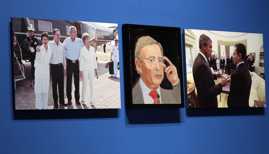 World leader portraits by Bush on display