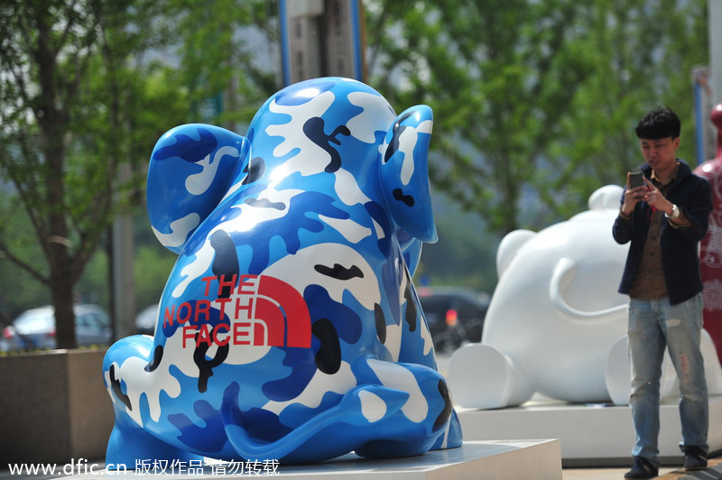 Elephant statues line Shenyang street