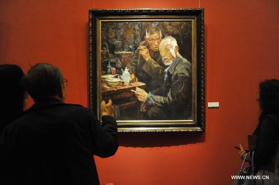 Paintings of Chinese oil painter displayed in Beijing