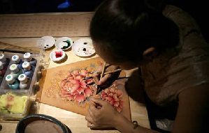 Embroidered lotus blossoms in Suzhou