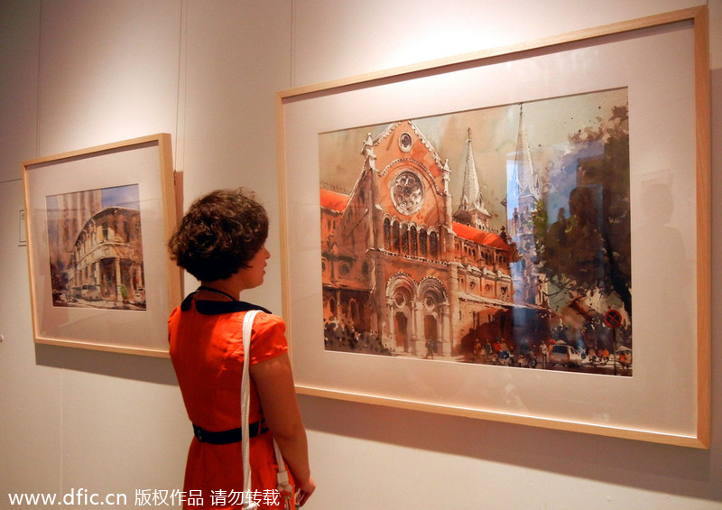 Renowned watercolor paintings visit Suzhou