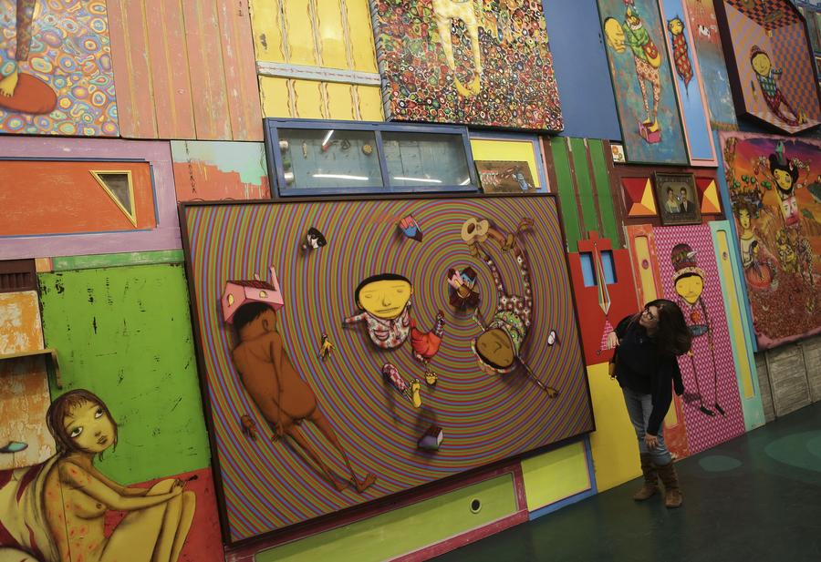 Twin artists 'Os Gemeos' hold exhibition in Sao Paulo