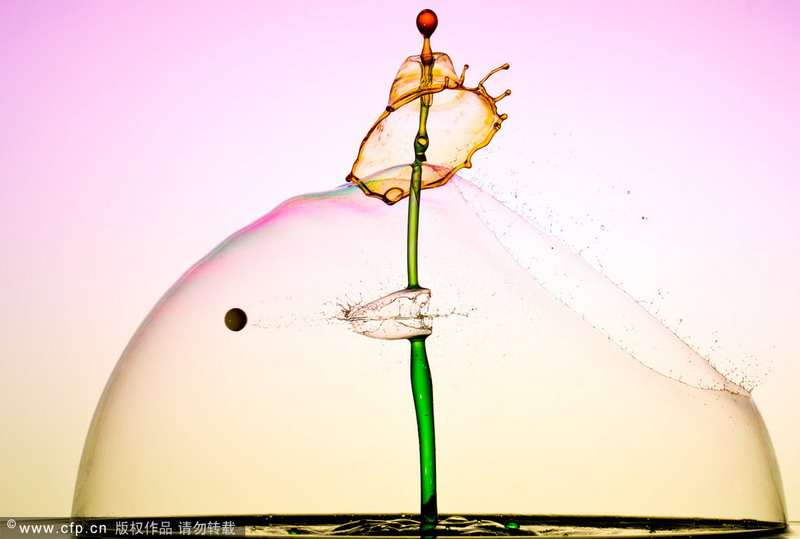 Photographer captures a water droplet's amazing moment