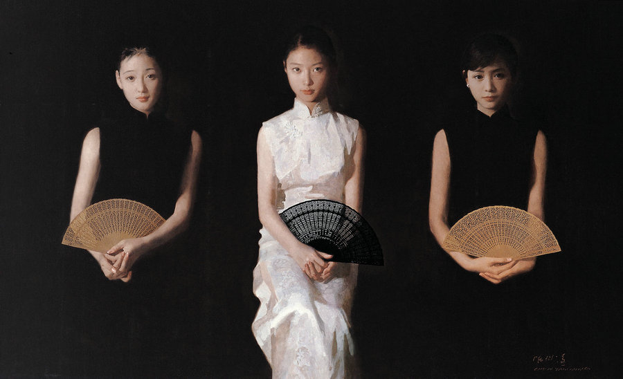 Chen Yanning's Oriental dream: beauty with fans