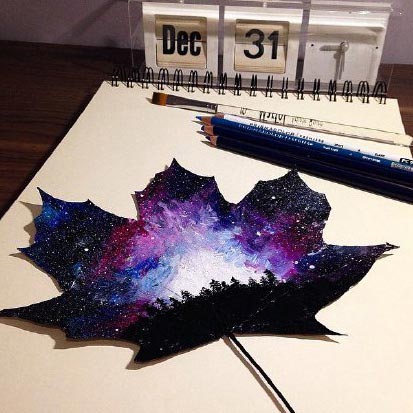 Painting on fallen leaves