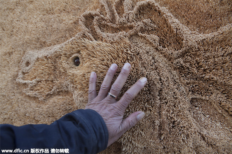 3D artwork of running horse created with toothpicks