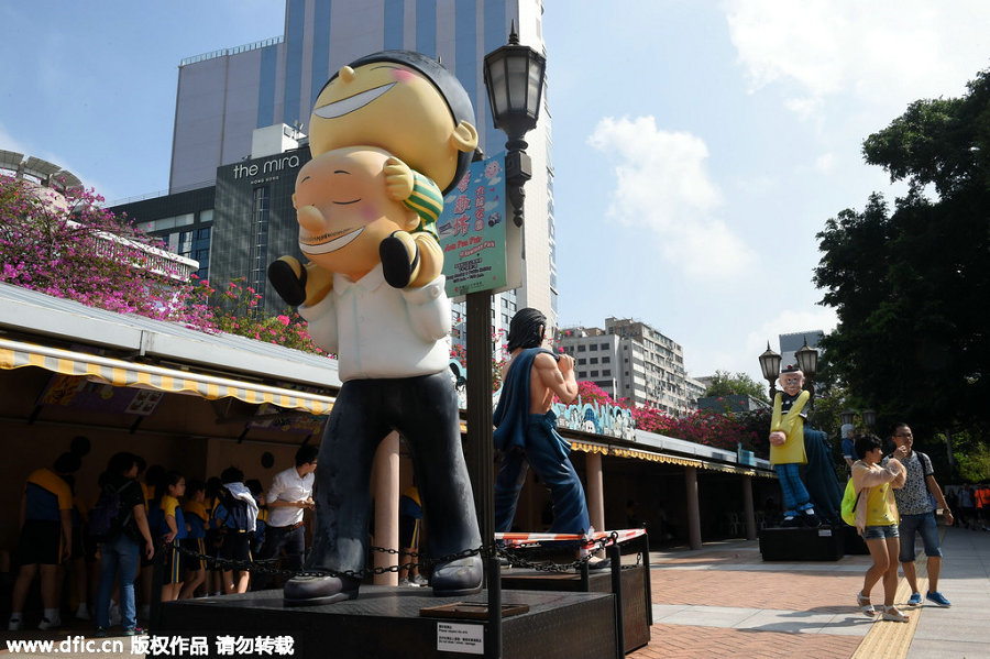 Statues of comic characters at the HK Avenue of Comic Stars