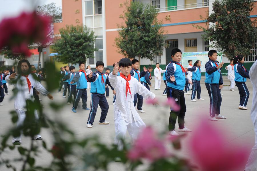 People practice tai chi in Henan