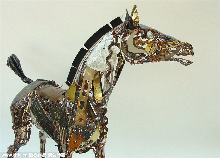 British sculptor recreates beautiful art from junk