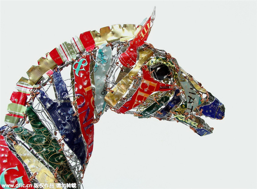 British sculptor recreates beautiful art from junk