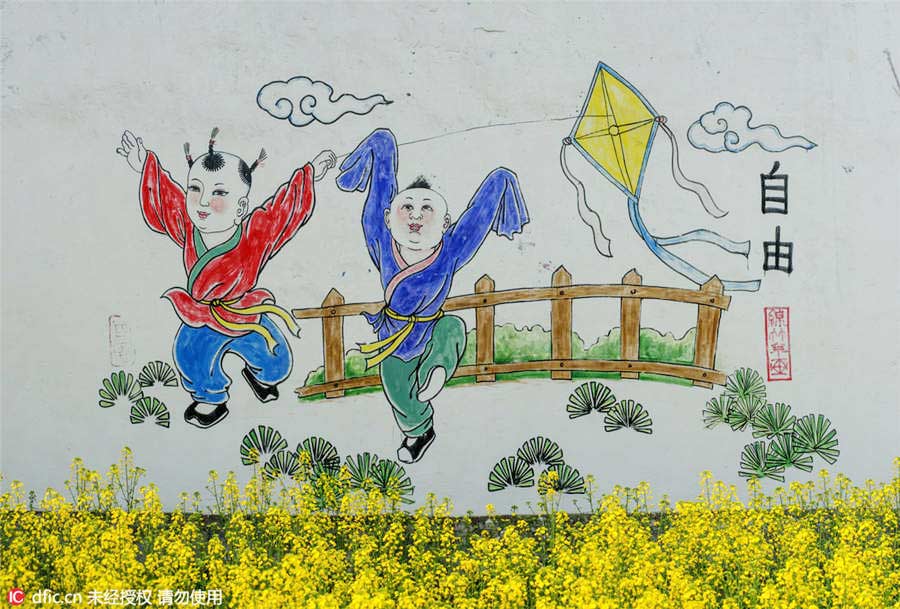 New Year paintings decorate cottage walls in spring