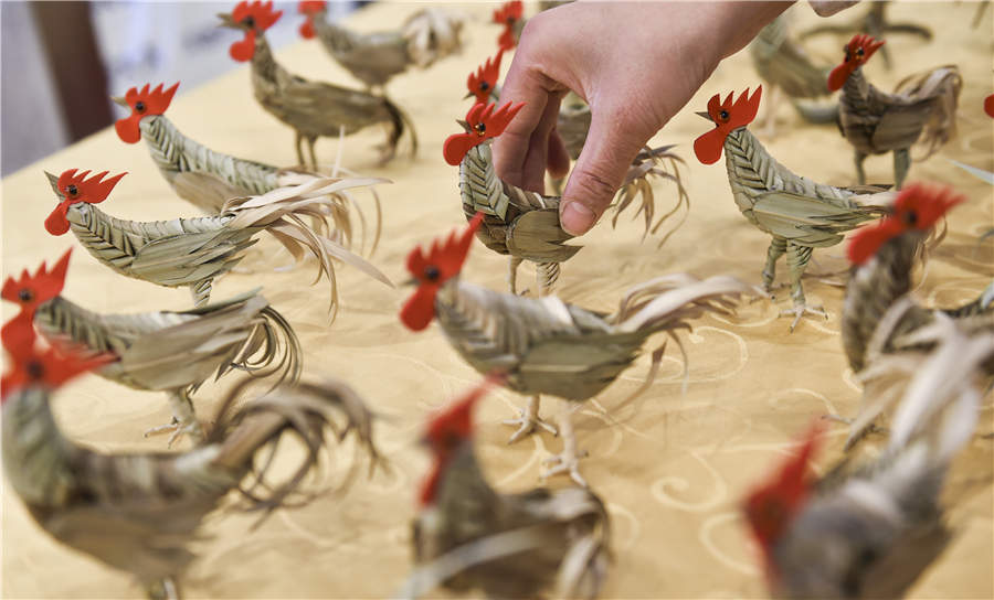 Weaved roosters to celebrate the Chinese New Year