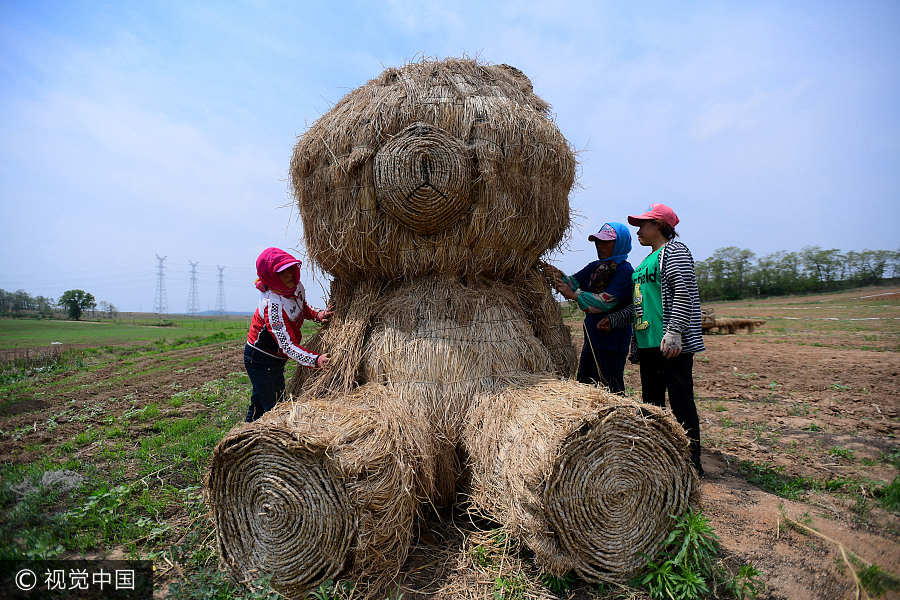 Straw sculptures attract visitors in Shenyang