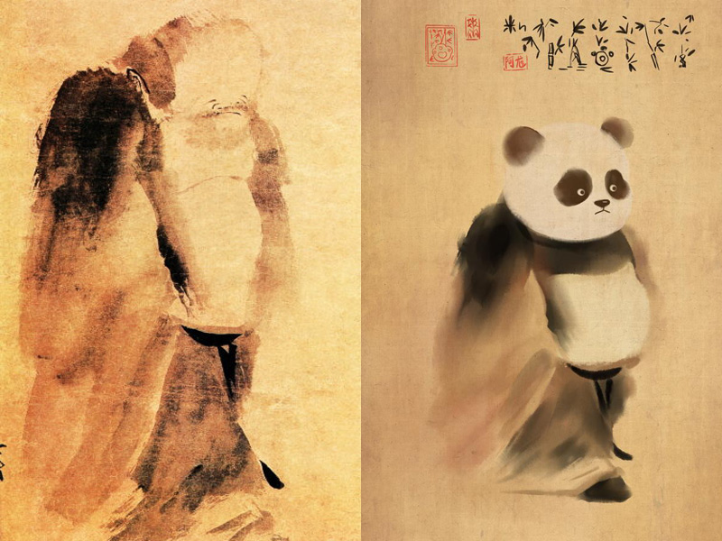 The Chinese panda shakes up famous paintings