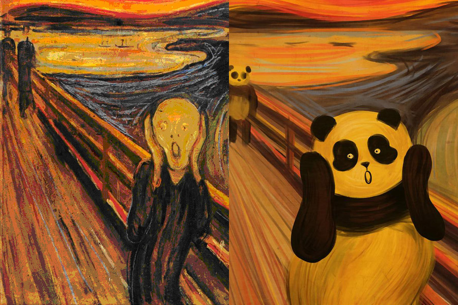 The Chinese panda shakes up famous paintings