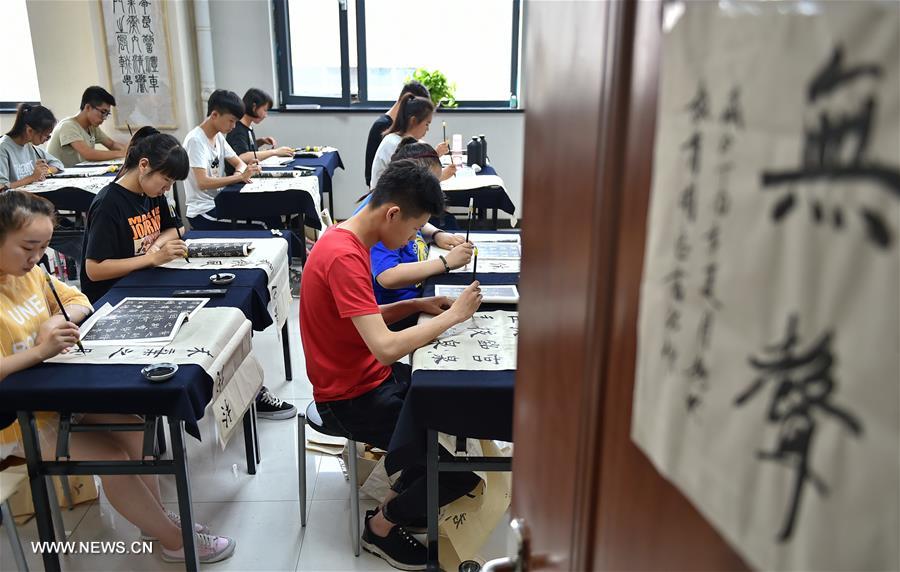 Students take art training classes in N China