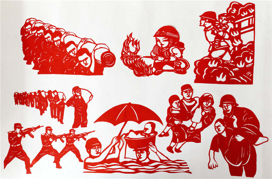 Artist creates paper-cuts to mark PLA's 90th anniversary