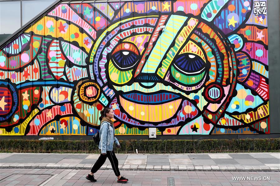 Chinese, French artists create graffiti artworks in Beijing