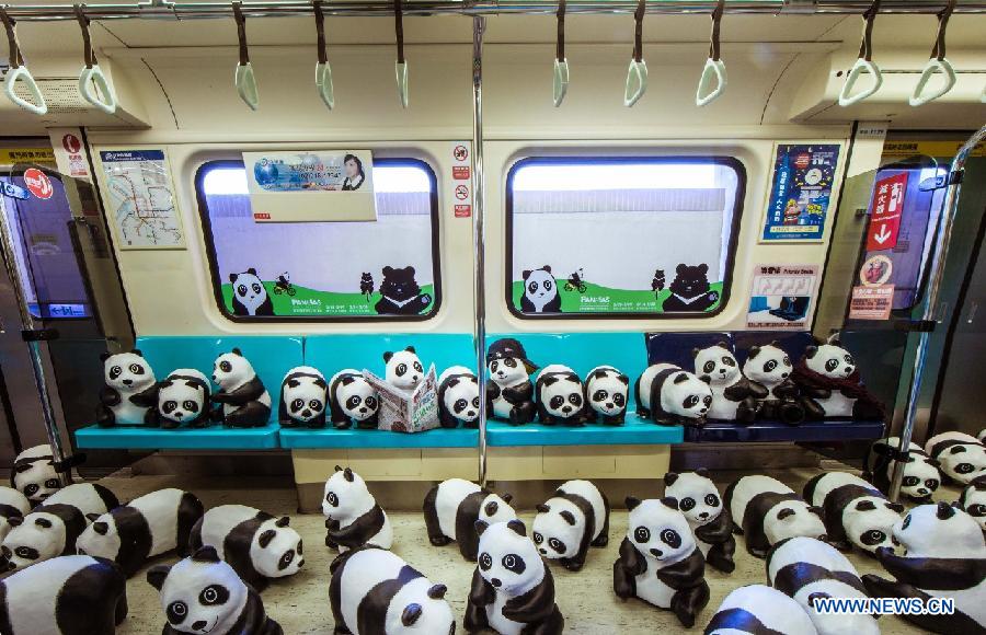 Paper pandas displayed in Taipei