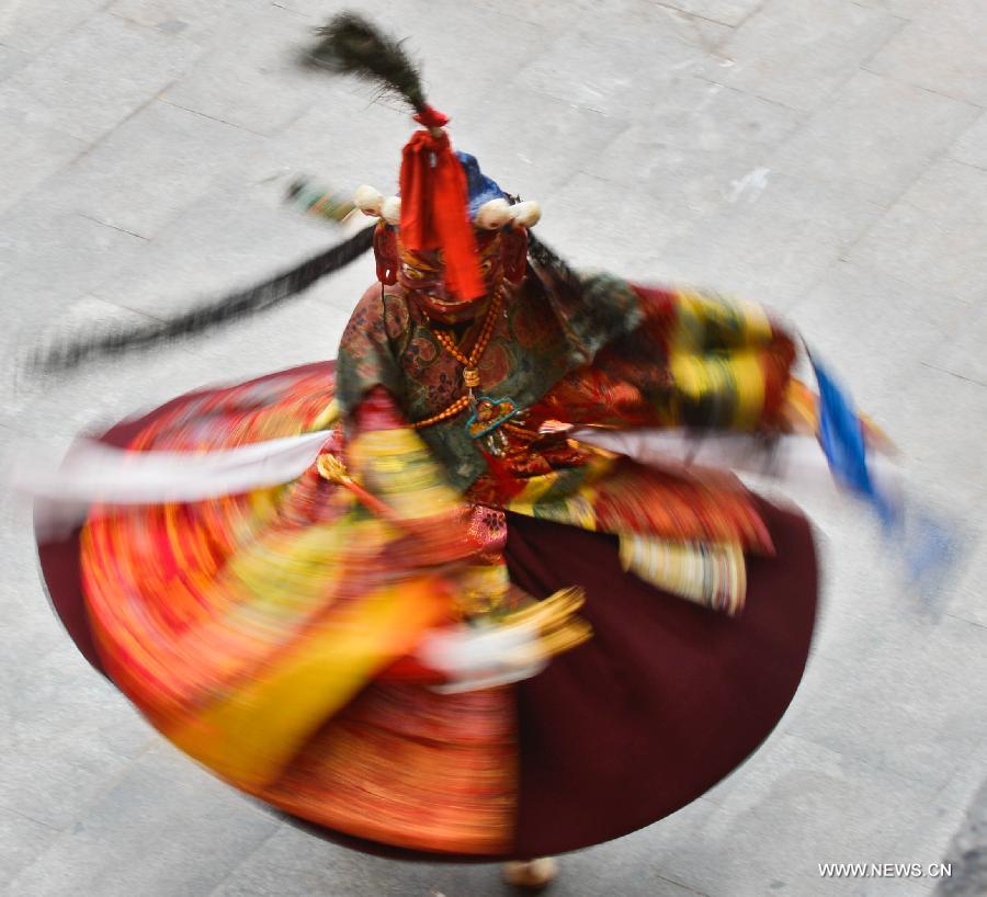 Sorcerer's dance performed at Drigong Ti Temple of Lhasa