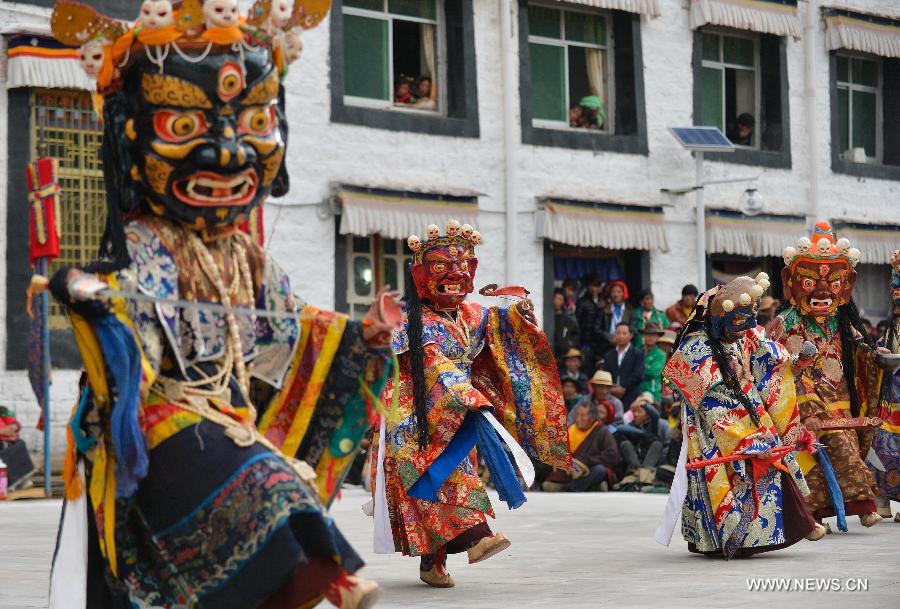 Sorcerer's dance performed at Drigong Ti Temple of Lhasa