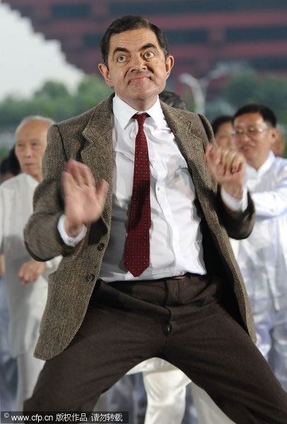 Mr Bean entertains the audience in Shanghai