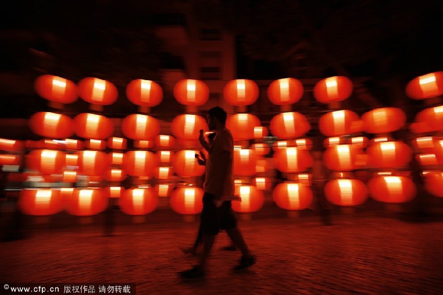 Portuguese town lit up by artists