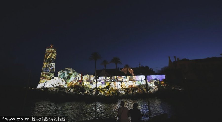 Portuguese town lit up by artists